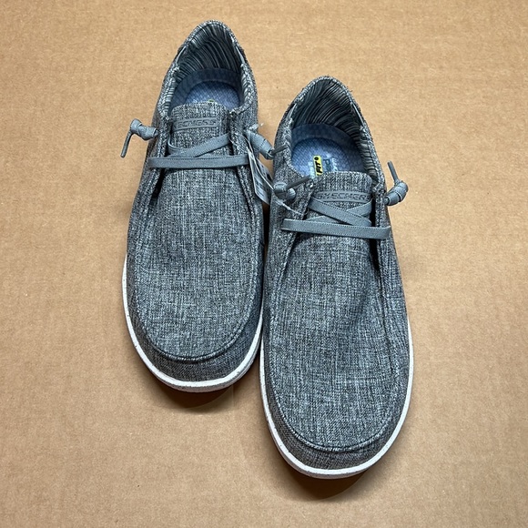 NEW - Skechers Men Canvas Slip-On Shoes (Gray) - Picture 4 of 9